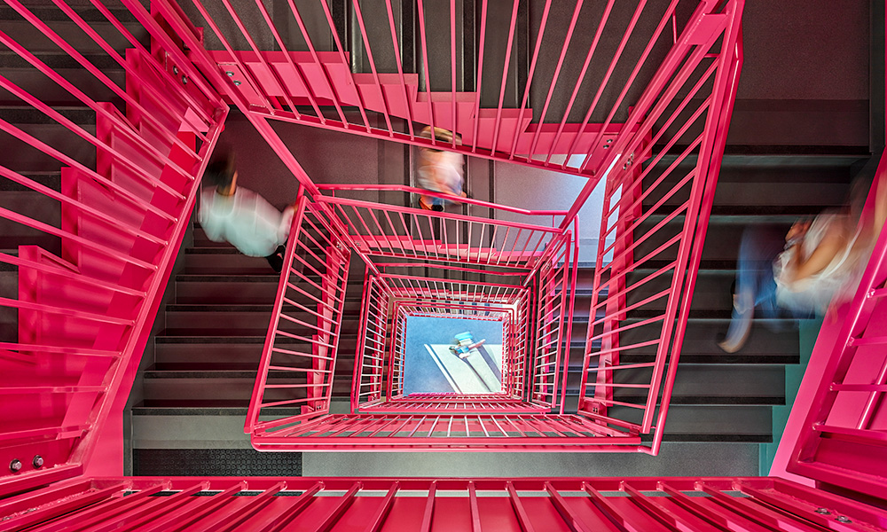 A photo of the Skeena residence stairwell