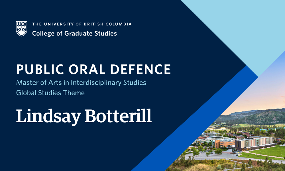 Lindsay Botterill will defend their thesis.