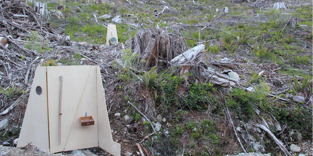 Acoustic noise generator machines outside in nature.